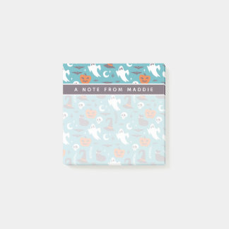 Fun Aquamarin Doodle Halloween Muster Post-it Klebezettel