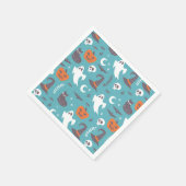 Fun Aquamarin Doodle Halloween Muster Serviette (Ecke)