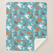 Fun Aquamarin Doodle Halloween Muster Sherpadecke (Vorderseite)