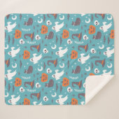 Fun Aquamarin Doodle Halloween Muster Sherpadecke (Vorderseite (Horizontal))
