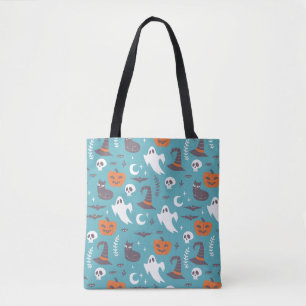 Fun Aquamarin Doodle Halloween Muster Tasche