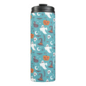 Fun Aquamarin Doodle Halloween Muster Thermosbecher (Vorderseite)