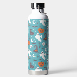 Fun Aquamarin Doodle Halloween Muster Trinkflasche