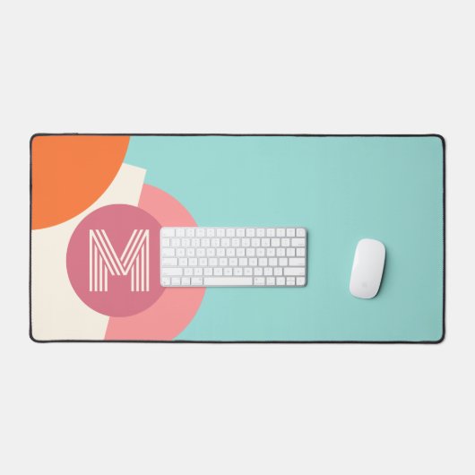 Fun Aquamarin Türkis Grün Rosa Orange Art Muster Schreibtischunterlage (Tastatur & Maus)