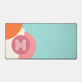 Fun Aquamarin Türkis Grün Rosa Orange Art Muster Schreibtischunterlage (Vorderseite)