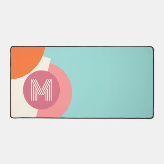 Fun Aquamarin Türkis Grün Rosa Orange Art Muster Schreibtischunterlage (Vorderseite)