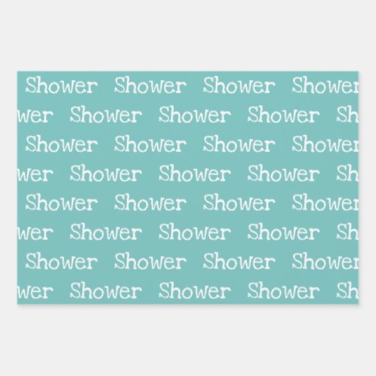 Fun Aquamarin & White SHOWER koordiniert Geschenkpapier Set (Vorderseite 3)