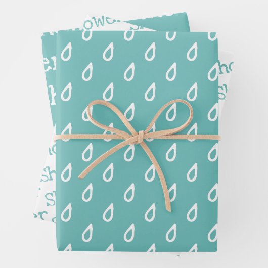 Fun Aquamarin & White SHOWER koordiniert Geschenkpapier Set (Beispiel)
