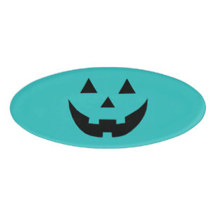 Fun aquamarine Kürbis Kürbislaterne Halloween Namenschild