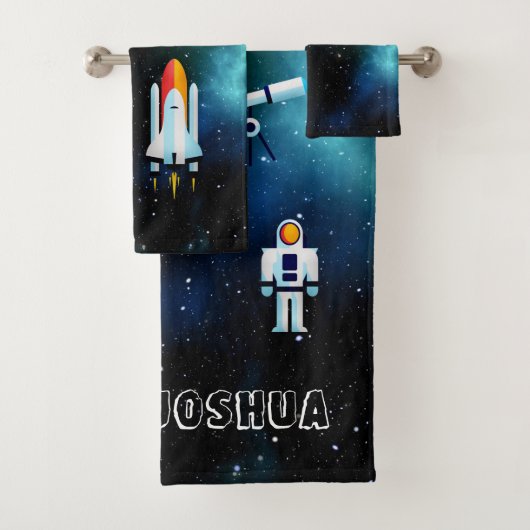 Fun Astronaut Collage Personalisiert Badhandtuch Set (Insitu)