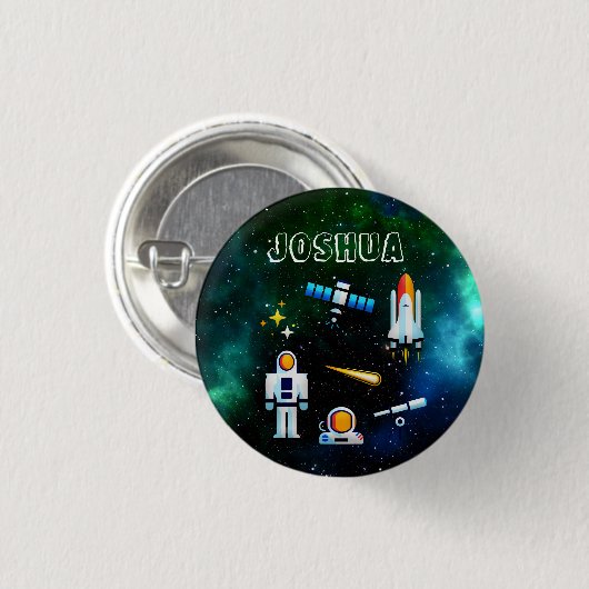 Fun Astronaut Collage Personalisiert Button (Vorne & Hinten)