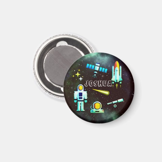 Fun Astronaut Rocket kosmisch Personalisiert Magnet (Vorderseite/Rückseite)