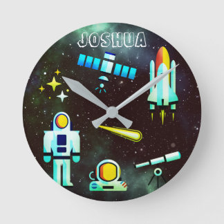 Fun Astronaut Rocket Runde Wanduhr