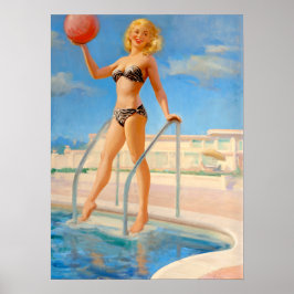 Fun at the Swimming Pool Pin Up Poster