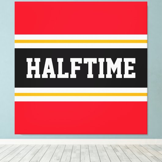 Fun Athletic Bright Red Black HALFTIME Streifen Leinwanddruck (Insitu (Holzboden))