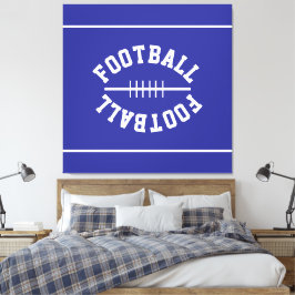 Fun Athletic FOOTBALL White Stripes On Deep Blue Leinwanddruck