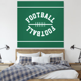Fun Athletic FOOTBALL White Stripes On Deep Forest Leinwanddruck