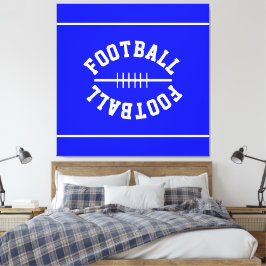 Fun Athletic FOOTBALL White Stripes On Royal Blue Leinwanddruck