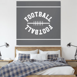 Fun Athletic FOOTBALL White Stripes On Sporty Gray Leinwanddruck