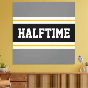 Fun Athletic Moderne Gray Black HALFTIME Streifen Leinwanddruck