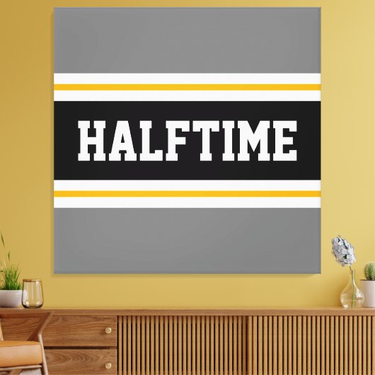 Fun Athletic Moderne Gray Black HALFTIME Streifen Leinwanddruck (Insitu (Wohnzimmer))