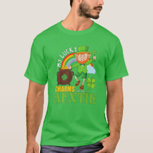 Fun Auntie Paddy Day St Patricks Lucky Charts Anru T-Shirt