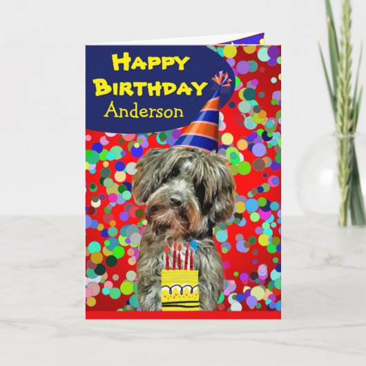 Fun Aussie Poodle Happy Birthday Age Specific Karte (Vorderseite)