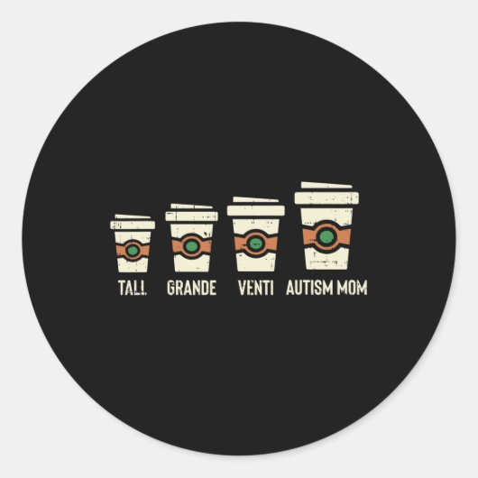 Fun Autismus Mama Kaffeebewusstsein Mütter Tag Runder Aufkleber (Vorderseite)