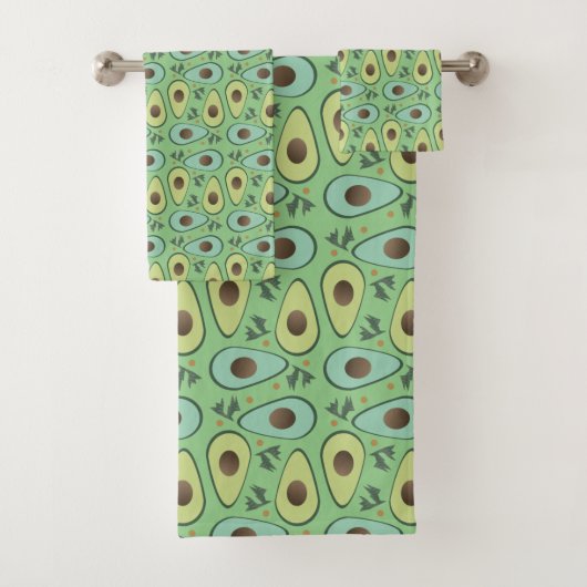 Fun Avocado Halbgrün Muster Badhandtuch Set (Insitu)
