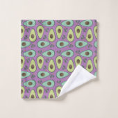 Fun Avocado Halbgrün Muster Badhandtuch Set (Waschlappen)
