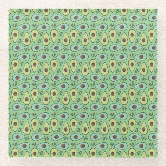 Fun Avocado Halbgrün Muster Glasuntersetzer (Vorderseite)