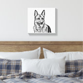 Fun B&W Mosaic German Shepherd Wrapped Canvas Leinwanddruck (Insitu (Schlafzimmer))