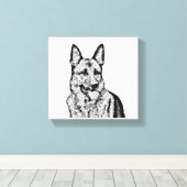 Fun B&W Mosaic German Shepherd Wrapped Canvas Leinwanddruck (Insitu (Holzboden))