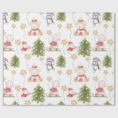 Fun Baby Animals Stars Trees Weihnachten Geschenkpapier (Flach)