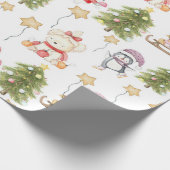 Fun Baby Animals Stars Trees Weihnachten Geschenkpapier (Ecke)