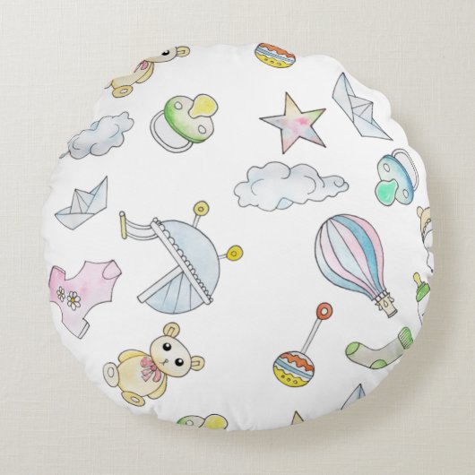 Fun Baby Dinge Rundes Kissen (Vorderseite)