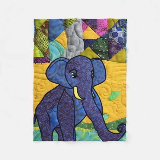 Fun Baby Elephant - quillike Design Fleecedecke (Vorderseite)