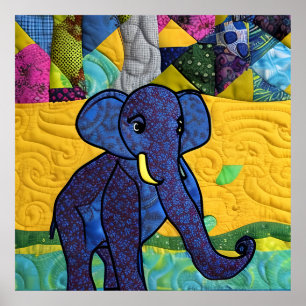 Fun Baby Elephant - quillike Design Poster
