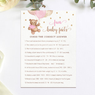 Fun Baby Facts Game Baby Shower Teddy Bear Card Einladung