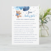 Fun Baby Facts Game Baby Shower Teddy Bear Card Einladung (Stehend Vorderseite)