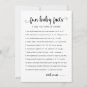 Fun Baby Facts Game with Answers Baby Shower Card Einladung (Vorderseite)