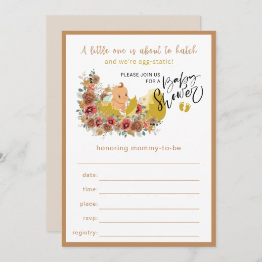 Fun Baby Shower füllen Einladung Nr. 1 (Vorne/Hinten)