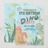 Fun Baby Tiranosaurios Rex Dino Party Einladung (Vorne/Hinten)