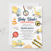 Fun 'Baby unter Bau' Niedliche Kinderdusche Einladung (Vorderseite)