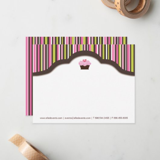Fun Bakery | Cupcake Notecards Mitteilungskarte (Vorderseite/Rückseite Beispiel)