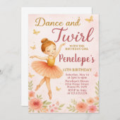Fun Ballerina Birthday Einladung (Vorne/Hinten)