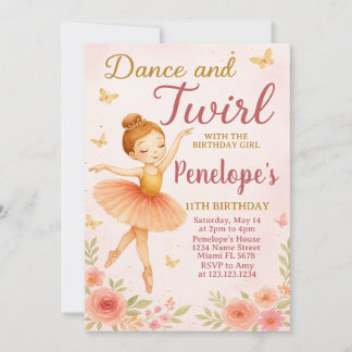 Fun Ballerina Birthday Einladung