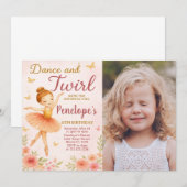 Fun Ballerina Geburtstag Einladung mit Foto (Vorne/Hinten)