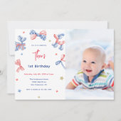 Fun Balloon 1. Geburtstag 4. Juli Party Einladung (Vorderseite)