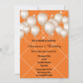 FUN BALLOON BRIGHT ORANGE BIRTHDAY GRID EINLADUNG (Vorderseite)